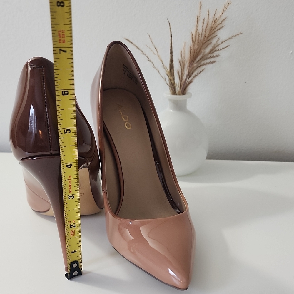 ALDO Two-Tone Brown and Nude Patent Pointed-Toe Stiletto Heels - Picture 3 of 8